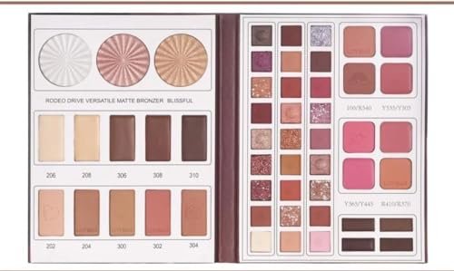 52 Color Book All In Makeup Palette, #Daroge 27 Eyeshadow 3 Highlighter 10 Creamy Contour 8 Creamy Blush 4 Eyebrow MakeupPalette