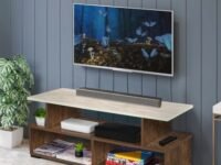 ABOUT SPACE TV Stand - Engineered Wood TV Showcase with Foot Pad Entertainment Console Shelf Storage for Set Top Box, Decor, Books for Living Room TV Unit - Walnut (L 101 x B 40.5 x H 41 cm)