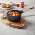 AGARO Imperial Granite Non Stick Sauce pan with Glass Lid, 1.5L / 16cm, Cast Aluminium Body, Gas & Induction Compatible, Dark Grey.