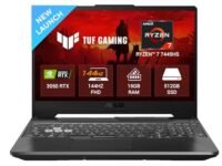 ASUS TUF A15 (2025), AMD Ryzen 7 7445HS, Gaming Laptop(RTX 3050,75W TGP,16GB DDR5(Upgradeable Upto 64GB )512GB SSD,FHD,15.6",144Hz,RGB Keyboard,48Whrs,Windows 11,Graphite Black,2.3 Kg) FA506NCG-HN199W