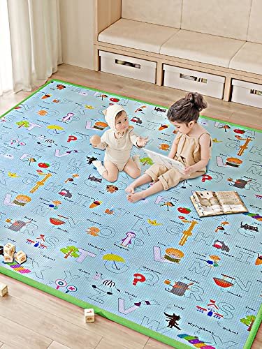 AYSIS Double Sided Waterproof Baby Crawl Play Mat - Extra Large 6.5 x 6 Feet Carpet for Kids, Infants - Rectangular Playmat for Gym Activities