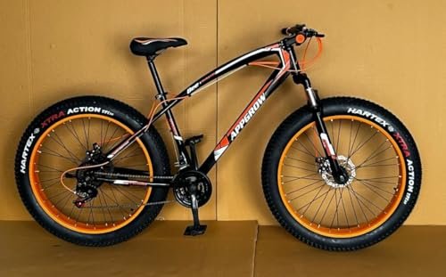Adult Unisex Appebrow Jaguar Fat Tyre Front Mountain Bike, 26-Inch Wheels, Disc Brakes, Orange And Black