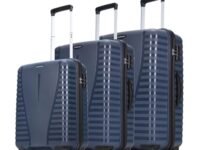 Aristocrat 3 Pc Airpro Set Cabin 55cm(Small) Check-in 66cm(Medium) Check-in 75cm(Large) 8 Wheels Spinner Trolley Bags, Hard Case Luggage, Lightweight Bag & Combination Lock|7 Years Warranty (Blue)