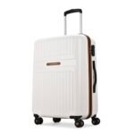 Aristocrat Atlas Check-in Trolley Bag 66cm | Medium | Hard Luggage | Smooth 8-Wheel Suitcase | Secure Combination Lock with Sturdy Zipper | Full Fabric Convipack | 3-Year Warranty (Pearl White)
