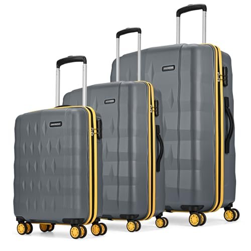 Aristocrat Comet Set of 3 Trolley Bag 56, 66 & 76cm | Small+Medium+Large | Hard Luggage| Smooth 8-Wheel Suitcase| Combination Lock with Sturdy Zipper | 3-Year International Warranty (Grey)