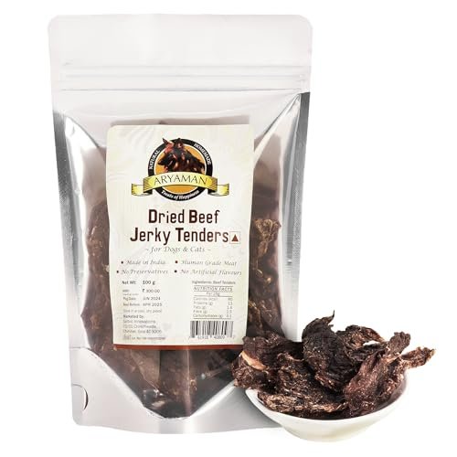 Aryaman Dried Beef Jerky Tenders (350 g) Adult Dog Treats, All Natural, High Protein, No Artificial Flavors and No Preservatives, 100% Made in India