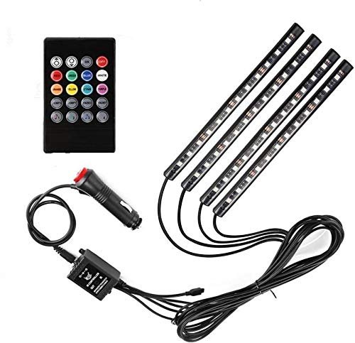 AutoBizarre 12 LED Multicolor Music Controlled Sound Activated for Car Interior Atmosphere Light (Works with All Cars)