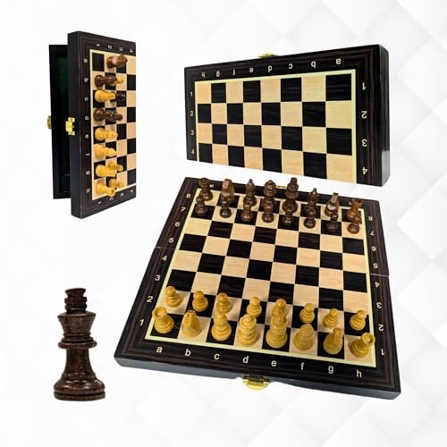 BCBESTCHESS Chess Set Wooden Magnetic Chess Board 2 Extra Queen 10x10 Inches Folding Chessboard for Storage Toys & Games for Adults and Kids Educational Toy Sets