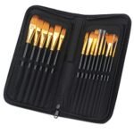 Beauty HUB DECOR 12 Pcs Paint Brush Set Includes Pop-up Carrying Case with for Acrylic, Watercolor Painting(Wood)