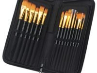 Beauty HUB DECOR 12 Pcs Paint Brush Set Includes Pop-up Carrying Case with for Acrylic, Watercolor Painting(Wood)