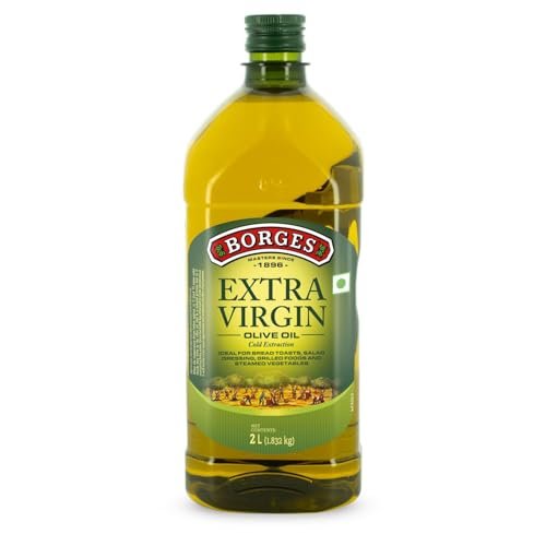 Borges Extra Virgin Olive Oil - 2L |Unrefined & Cold Pressed Oil|Packed in Spain |75% MUFA | Rich in Antioxidants | Ideal For low heat cooking like sauteing & grilling, salad dressing