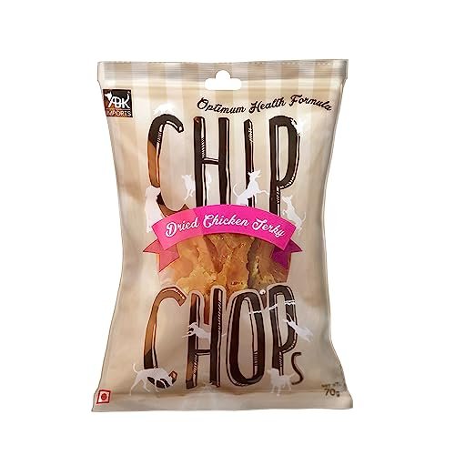 Chip Chops Sun Dried Chicken Jerky Dog Treat | Highly Nutritional, Easily Digestible, No Artificial Flavors | Healthy Chicken Treat for All Dog Breeds & Ages-70 gm
