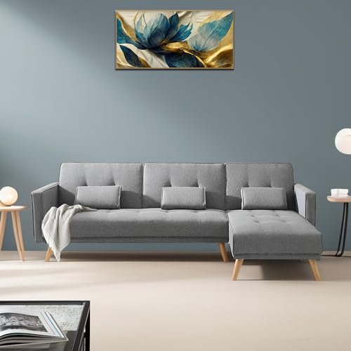 Convertible Futon RHS 4 Seater Sofa Cum Bed with Adjustable Backrest Sofa for Living Room (Grey Colour) Premium Fabric Sofa