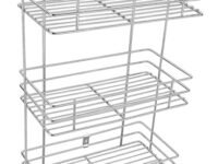 D.K 11® Stainless Steel 3-Layer Corner Storage Rack & Spice Container for Kitchen Container Organizer|Spice Rack Set for Kitchen/for Multipurpose Bathroom,Kitchen,Cosmetic - Wall Mount, Corner Shelf