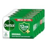 Dettol Original Bathing Soap Bar with 12 HR protective shield (750gm) | Kills 99.99% Germs, 150g (Pack of 5)