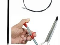 Drain Cleaner Opener Tool for Kitchen Basin Sink Hair Dirt Catching Remover Claw Wire Spring Pipe for Water Drainage Push Press Type, Black, Appx 1.5 Meters Long