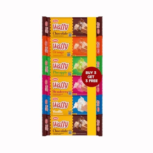 Dukes Waffy - Chocolate, Pineapple, Vanilla, Orange, Strawberry, And Dark Vanilla Flavoured Creamy & Crunchy Wafers,360/330 Gram (Flavor And Packing May Vary)