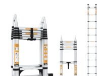 Equal 12.5 FT 2-in-1 Aluminum Telescopic Ladder with 2 Triangle Support & Stabilizers | EN131 Certified with 2 Year Warranty | 150kg Max Capacity | Ladder for Home or Outdoor Work (3.8m/6+6 Step)