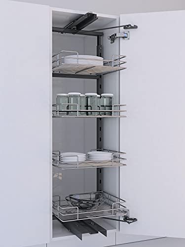 F1 Tandem Pantry Pull Out Wb1250450|W414 X D460 X H1250-1450|1 Set|Universal Installation|Kitchen Pantry Unit|Tall Unit|Pull Out Pantry - Stainless Steel