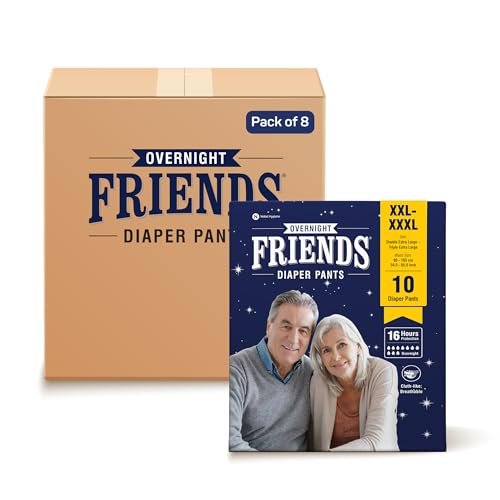 Friends Overnight Adult Diapers Pant Style | 80 Count (XX- Large) | Waist 34-65 Inch; 86-165 cm with odour lock | Unisex | Leakproof | Elastic Waist and Anti-Bacterial Absorbent Core