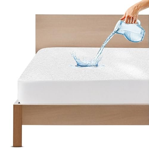 GADDA CO Cotton Feel Terry Waterproof Mattress Protector for Double Bed | Ultra Soft, Breathable & Hypoallergenic | Fits 78x48 inch (6.5x4 ft) Mattress | White, Pack of 1