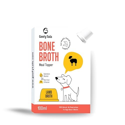 Goofy Tails Lamb Bone Broth for Dogs 500ml (100ml X 5 Pack), Human Grade, Preservative Free, Gut Friendly Dog Food Topper, Dog Supplements with Natural Collagen
