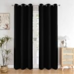 HOMEMONDE Long Door Curtains 8 Feet Pack of 2 - Solid 98% Blackout Curtain for Living Room, Bedroom, Office, 96L Inch x 46 Inch - (Black, 243 x 118 CM)