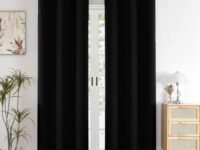 HOMEMONDE Long Door Curtains 8 Feet Pack of 2 - Solid 98% Blackout Curtain for Living Room, Bedroom, Office, 96L Inch x 46 Inch - (Black, 243 x 118 CM)
