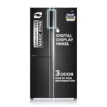 Haier SmartChoice 598L 3 Star 3-Door Side by Side Frost Free Refrigerator | Expert Inverter Technology | Digital Display Panel | Jumbo Ice Maker | Deo Fresh Technology (HRT-683GK, Graphite Black)