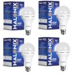 Halonix 14W Emergency Bulb|Rechargeable Emergency Bulb for Power Cuts|Backup : 4hrs|Cool Day Light|Pack of 4|Rechargeable Emergency Light |, b22d, LED