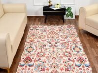 Handmade Sustainable Printed Modern Dhurrie/Rugs/Carpet upcycled from Scrap Fabric for Living Room/Bedside Runner for Enhanced Decor (3x5 feet)