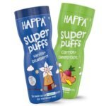 Happa Vanilla Blueberry and Carrot Beetroot Baby Puffs | Melt-in-the-Mouth Finger Food for Babies | Supports Self-Feeding & Baby-Led Weaning | No Artificial Flavours or Colours | Stage 2 (8 Months+) | Pack of 2 (40g Each)