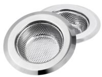 Hian Round Stainless Steel Kitchen Sink Strainer – Silver Perforated Drain Filter for Food Waste & Clog Prevention | Rust-Resistant, Easy to Clean, Fits Most Standard Sinks (Pack of 2)