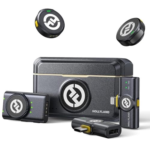 Hollyland Lark M2 Wireless Microphone for iPhone/Camera/Android/PC, 48kHz/24-bit High Fidelity Audio, 300m Range, Noise Cancelling, 40h Use, YouTube, Vlog, Streaming (2TX + 3RX + Charging Case)