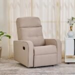 Home Centre 1 Seater Helios Toledo Fabric Recliner| Fabric Recliner| (Beige) |1 Year Warranty