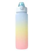 House of Quirk Plastic 1 liter Water Bottles With Time Markings, Bpa Free, Leak Proof, Measures How Much Water You Drink, Stylish Strap, Motivational Sports Water Bottle (Blue/Yellow/Pink)