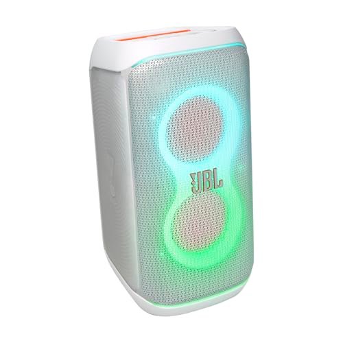 JBL Partybox 120 Wireless Bluetooth 160W Party Speaker, AI Sound Boost, Futuristic Light Show, Upto 12Hrs Playtime,Multispeaker Connection by Auracast, Guitar & Mic Input, Splashproof (White)