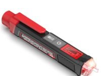 KAIWEETS Voltage Tester/Non-Contact Voltage Tester with Signal, Dual Range AC 12V/70V-1000V, Live/Null Wire Tester, Electrical Tester with LCD Display, Buzzer Alarm (not include battery, black red)