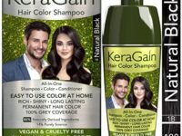 KERAGAIN Hair Color Shampoo (Natural Black,180Ml) PPD Free, Ammonia Free Permanent Hair Colour For Women & Men, |Vegan & Cruelty-Free| Keratin Treatment Included 9Package might Vary)