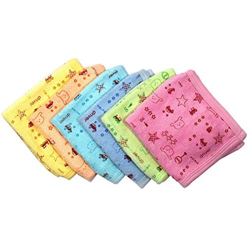 KOOCHI KOO Washcloth for New Born 100% Hosiery Cotton/Reusable Soft Face Towels for Babies Set of 6 (Multi color)