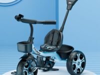 Kidsmate Junior Tricycle for Kids with Parental Control | Cycle for Kids 1-4 Years | Baby Cycle | Bicycle with Storage Basket, Cushion Seat and Seat Belt Carrying Capacity 30 Kgs (Blue)