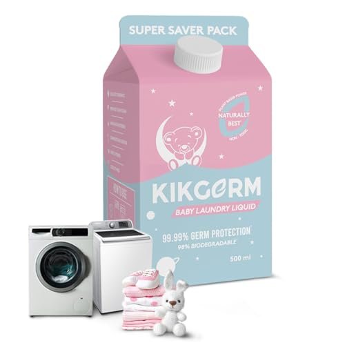 Kikgerm Plant Based Baby Laundry Detergent Liquid (500ml) Natural, Organic, Anti Bacterial, Eco-friendly, Non-toxic, Chemical-free, Biodegradable - Tough Stain Remover