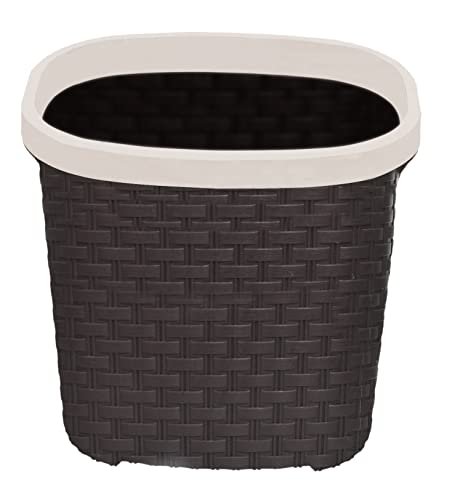 Kuber Industries Plastic Open Plastic Dustbin Without Lid|Garbage Bin, Trash Can, Waste Bin, 7 Litre (Brown)