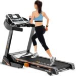 LET'S PLAY LP-100 Automatic Incline Treadmill for Home Foldable Running Machine|6HP Peak AC Motor, Suspension, Oil Less Belt Technology, 150Kg User Weight, 16Km Max Speed [5 Year Warranty], Black