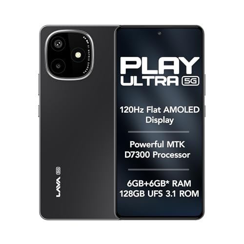 Lava Play Ultra 5G (Arctic Slate, 6+6*GB RAM, 128GB Storage)|MTK D7300 Processor-700K+ Antutu| 6.67" FHD+AMOLED Display | 64MP Camera | UFS 3.1 Storage | 5000mAh Battery-33W fast charging | IP64 Rated