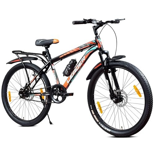 Leader Beast 26T IBC Premium Single Speed Cycle for Men with inbuilt Carrier | City/Mountain Bike with Front Suspension & Dual Disc Brakes | Bicycle for Men | Ideal for 10+ Years – Matt Black