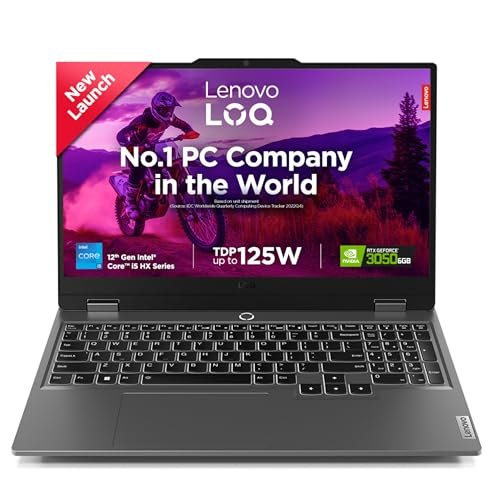 Lenovo LOQ 12th Gen Intel Core i5-12450HX 15.6" (39.6cm) 144Hz 300Nits FHD IPS Gaming Laptop (16GB RAM/512GB SSD/NVIDIA RTX 3050 6GB/Win 11/Office 2024/3 Mon. Game Pass/Grey/2.4Kg), 83GS00PJIN