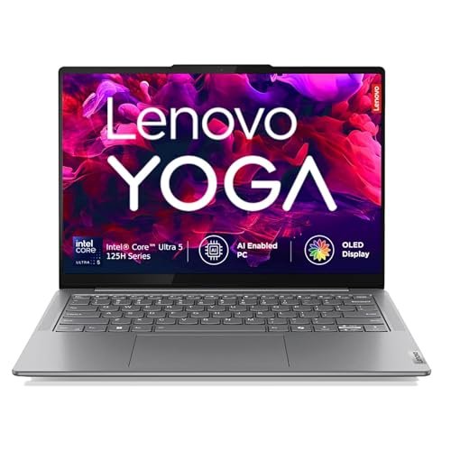 Lenovo Yoga Slim 7, Intel Core Ultra 5 125H, 16GB RAM, 512GB SSD, WUXGA-OLED 14"(35.5cm), Windows 11, Office Home 2024, Grey, 1.39Kg, 83CV0085IN, 400Nits, 2Wx4 Speakers, 1Yr ADP Free, AI PC