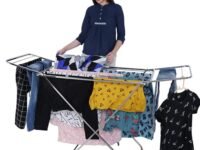 LiMETRO STEEL Stainless Steel Foldable Cloth Dryer Stand Double Rack Cloth Stands for Drying Clothes Steel (Cross), 120x54x4 cm