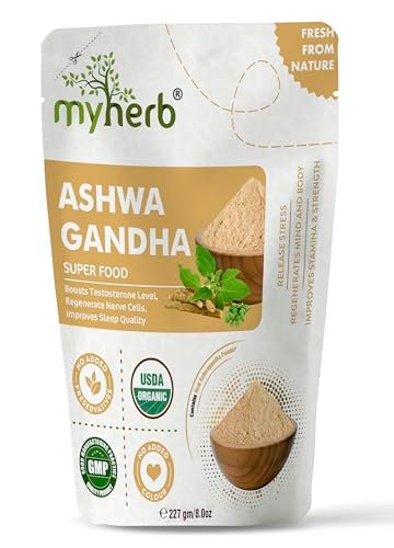MYHERB 100% Pure Natural Organic Ashwagandha Powder || 227 Gm || Withania Somnifera || Ayurvedic Formula || Support for Stress-free Living- For Men And Women